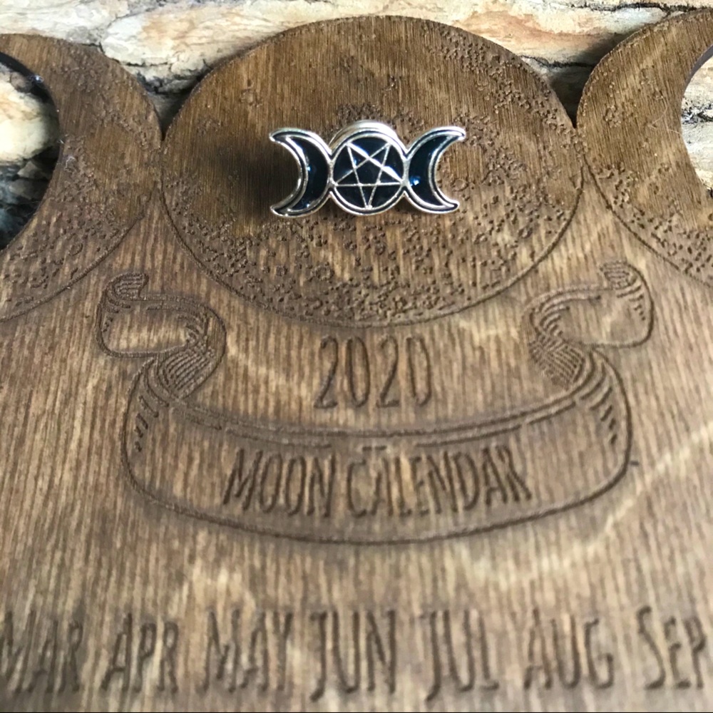 Pentacle crescent moon pin